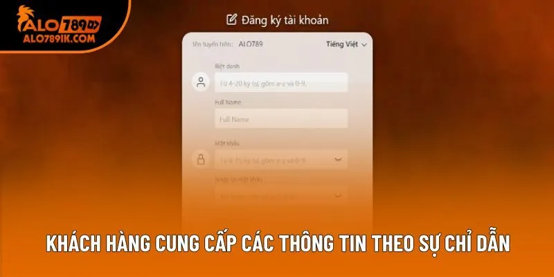 Khách hàng cung cấp các thông tin theo sự chỉ dẫn
